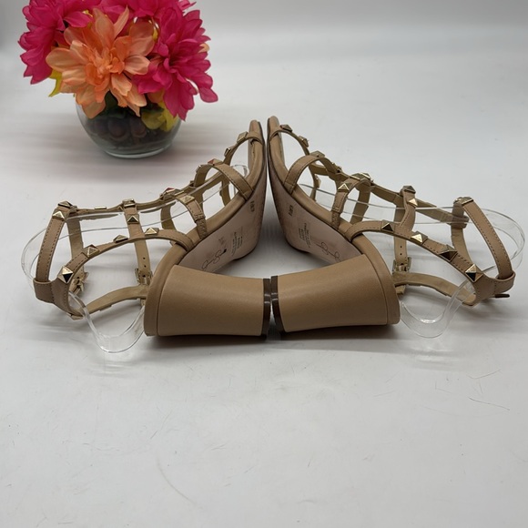 Jessica Simpson Gold Studded Tan Block Heel Sandals Size 8.5 MCH8978C - Picture 5 of 8
